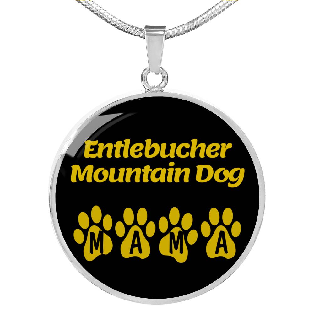 Entlebucher Mountain Dog Mama Circle Necklace Stainless Steel or 18k Gold 18-22" Dog Owner Lover-Express Your Love Gifts