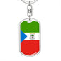 Equatorial Guinea Flag Keychain Dog Tag Stainless Steel or 18k Gold-Express Your Love Gifts