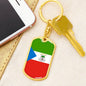 Equatorial Guinea Flag Keychain Dog Tag Stainless Steel or 18k Gold-Express Your Love Gifts