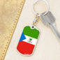 Equatorial Guinea Flag Keychain Dog Tag Stainless Steel or 18k Gold-Express Your Love Gifts