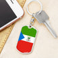 Equatorial Guinea Flag Keychain Dog Tag Stainless Steel or 18k Gold-Express Your Love Gifts
