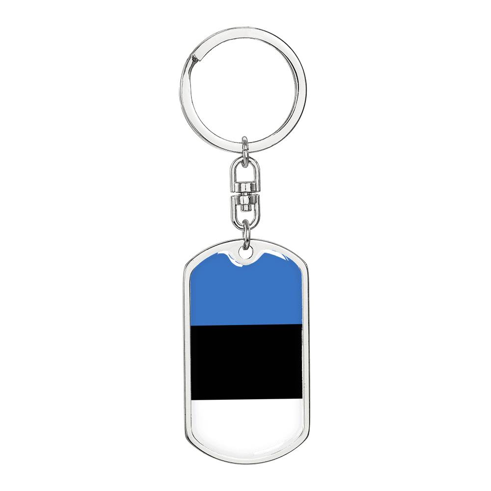 Estonia Flag Keychain Dog Tag Stainless Steel or 18k Gold-Express Your Love Gifts
