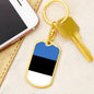Estonia Flag Keychain Dog Tag Stainless Steel or 18k Gold-Express Your Love Gifts