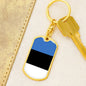 Estonia Flag Keychain Dog Tag Stainless Steel or 18k Gold-Express Your Love Gifts