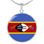 Eswatini Flag Necklace Circle Pendant Stainless Steel or 18k Gold 18-22"-Express Your Love Gifts