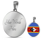 Eswatini Flag Necklace Circle Pendant Stainless Steel or 18k Gold 18-22"-Express Your Love Gifts