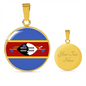 Eswatini Flag Necklace Circle Pendant Stainless Steel or 18k Gold 18-22"-Express Your Love Gifts