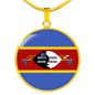 Eswatini Flag Necklace Circle Pendant Stainless Steel or 18k Gold 18-22"-Express Your Love Gifts