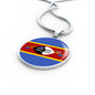 Eswatini Flag Necklace Circle Pendant Stainless Steel or 18k Gold 18-22"-Express Your Love Gifts