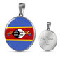 Eswatini Flag Necklace Circle Pendant Stainless Steel or 18k Gold 18-22"-Express Your Love Gifts