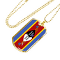 Eswatini Flag Necklace Stainless Steel or 18k Gold Dog Tag 24" Chain-Express Your Love Gifts