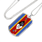 Eswatini Flag Necklace Stainless Steel or 18k Gold Dog Tag 24" Chain-Express Your Love Gifts