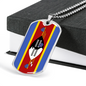 Eswatini Flag Necklace Stainless Steel or 18k Gold Dog Tag 24" Chain-Express Your Love Gifts