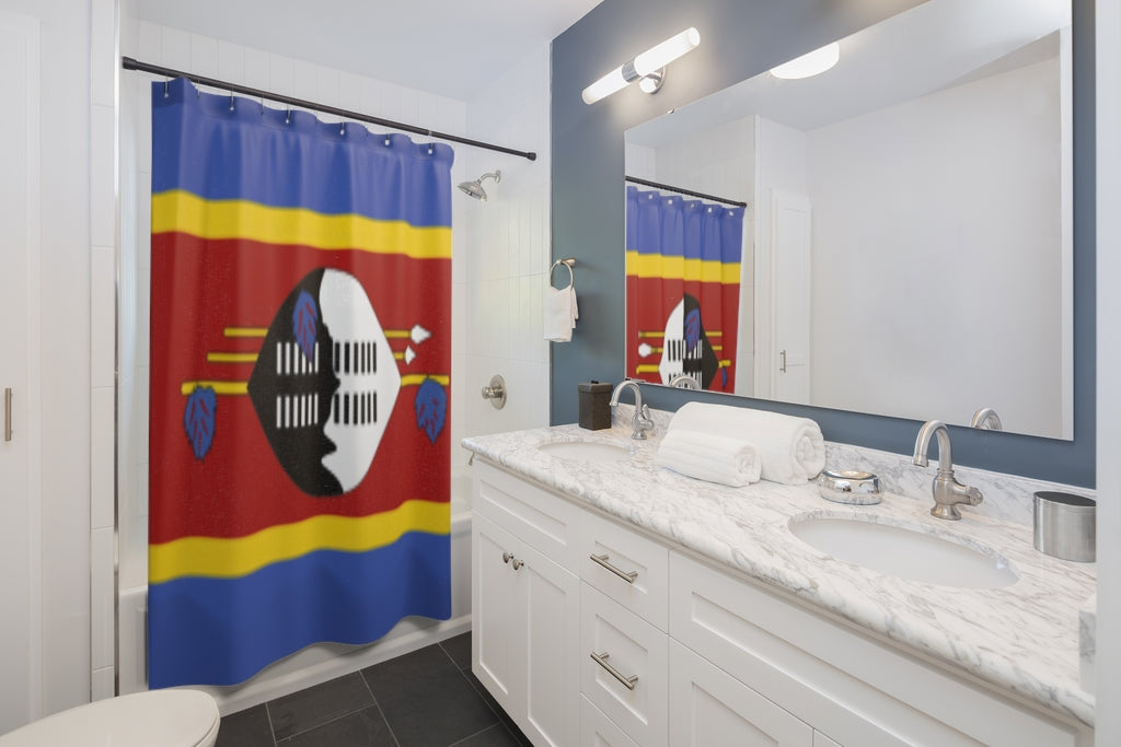 Eswatini Flag Stylish Design 71" x 74" Elegant Waterproof Shower Curtain for a Spa-like Bathroom Paradise Exceptional Craftsmanship-Express Your Love Gifts