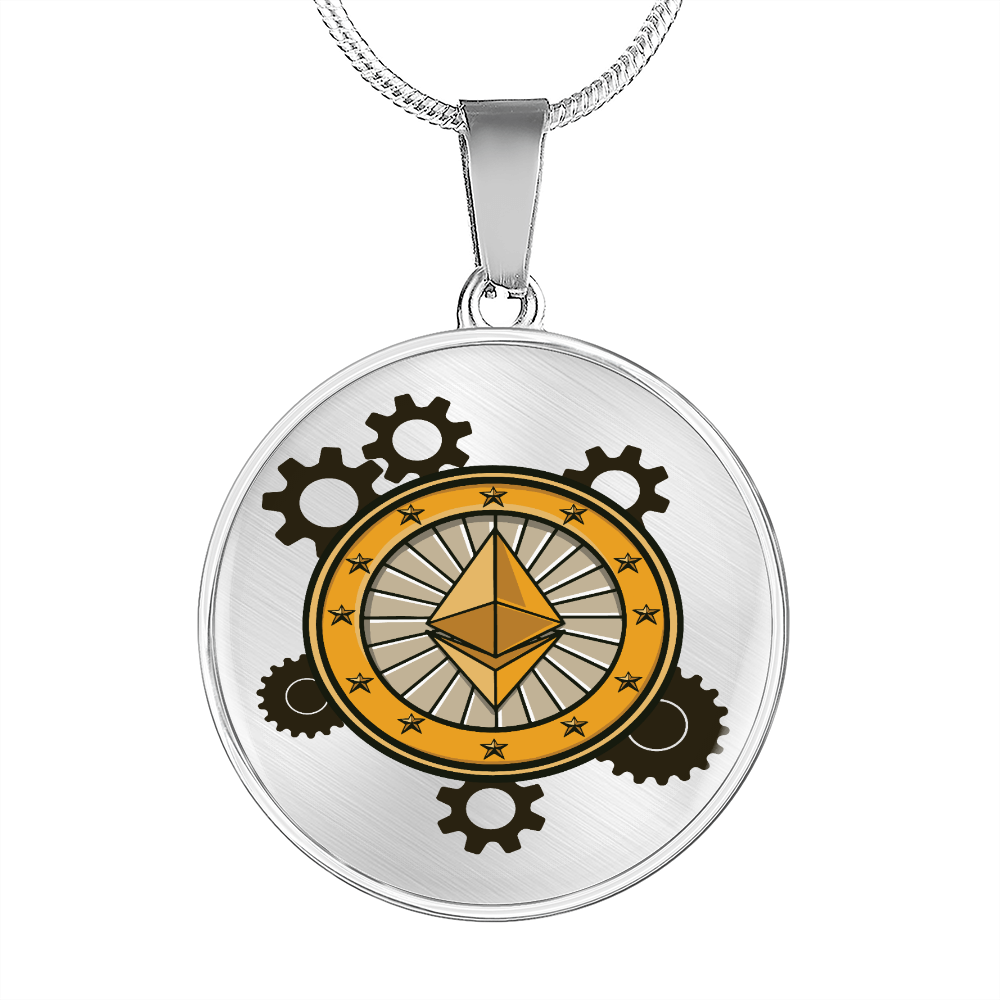 Ethereum Black Circle Necklace Stainless Steel or 18k Gold 18-22"-Express Your Love Gifts