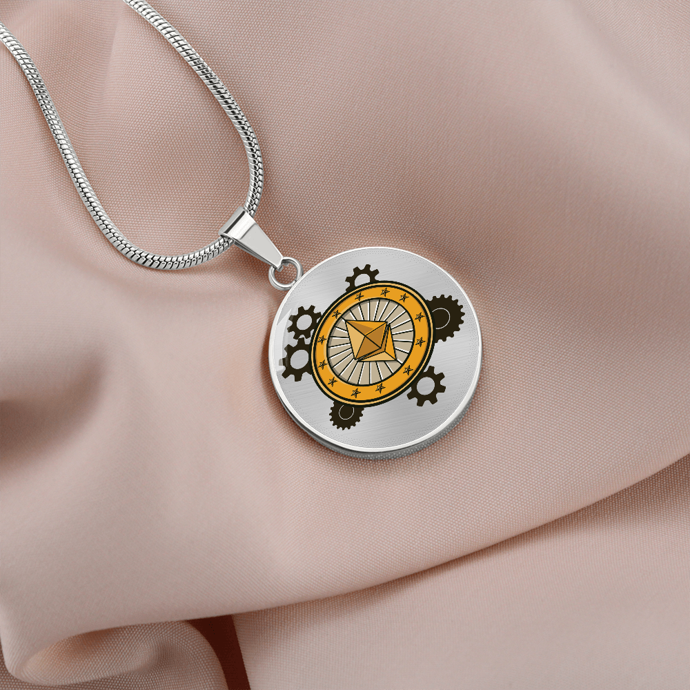 Ethereum Black Circle Necklace Stainless Steel or 18k Gold 18-22"-Express Your Love Gifts