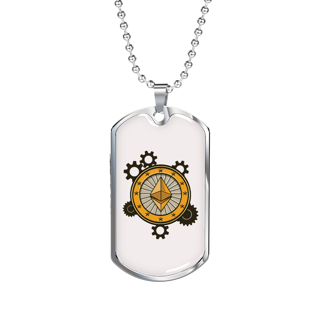 Ethereum Black Crypto Necklace Stainless Steel or 18k Gold Dog Tag 24" Chain-Express Your Love Gifts