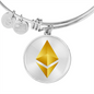 Ethereum Cryptocurrency Black Gold Bracelet Stainless Steel or 18k Gold Circle Bangle-Express Your Love Gifts