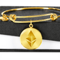 Ethereum Cryptocurrency Black Gold Bracelet Stainless Steel or 18k Gold Circle Bangle-Express Your Love Gifts