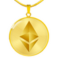 Ethereum Cryptocurrency Black Gold Circle Necklace Stainless Steel or 18k Gold 18-22"-Express Your Love Gifts