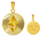 Ethereum Cryptocurrency Black Gold Circle Necklace Stainless Steel or 18k Gold 18-22"-Express Your Love Gifts
