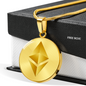 Ethereum Cryptocurrency Black Gold Circle Necklace Stainless Steel or 18k Gold 18-22"-Express Your Love Gifts