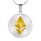 Ethereum Cryptocurrency Black Gold Circle Necklace Stainless Steel or 18k Gold 18-22"-Express Your Love Gifts
