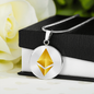 Ethereum Cryptocurrency Black Gold Circle Necklace Stainless Steel or 18k Gold 18-22"-Express Your Love Gifts