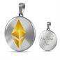 Ethereum Cryptocurrency Black Gold Circle Necklace Stainless Steel or 18k Gold 18-22"-Express Your Love Gifts