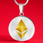 Ethereum Cryptocurrency Black Gold Circle Necklace Stainless Steel or 18k Gold 18-22"-Express Your Love Gifts