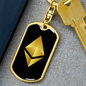 Ethereum Cryptocurrency Black Gold Crypto Cryptocurrency Keychain Stainless Steel or 18k Gold Dog Tag Keyring-Express Your Love Gifts