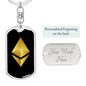 Ethereum Cryptocurrency Black Gold Crypto Cryptocurrency Keychain Stainless Steel or 18k Gold Dog Tag Keyring-Express Your Love Gifts
