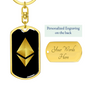 Ethereum Cryptocurrency Black Gold Crypto Cryptocurrency Keychain Stainless Steel or 18k Gold Dog Tag Keyring-Express Your Love Gifts