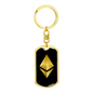 Ethereum Cryptocurrency Black Gold Crypto Cryptocurrency Keychain Stainless Steel or 18k Gold Dog Tag Keyring-Express Your Love Gifts