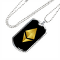Ethereum Cryptocurrency Black Gold Crypto Necklace Stainless Steel or 18k Gold Dog Tag 24" Chain-Express Your Love Gifts