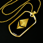 Ethereum Cryptocurrency Black Gold Crypto Necklace Stainless Steel or 18k Gold Dog Tag 24" Chain-Express Your Love Gifts