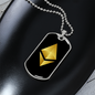 Ethereum Cryptocurrency Black Gold Crypto Necklace Stainless Steel or 18k Gold Dog Tag 24" Chain-Express Your Love Gifts