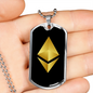 Ethereum Cryptocurrency Black Gold Crypto Necklace Stainless Steel or 18k Gold Dog Tag 24" Chain-Express Your Love Gifts