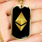 Ethereum Cryptocurrency Black Gold Crypto Necklace Stainless Steel or 18k Gold Dog Tag 24" Chain-Express Your Love Gifts