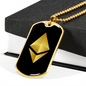 Ethereum Cryptocurrency Black Gold Crypto Necklace Stainless Steel or 18k Gold Dog Tag 24" Chain-Express Your Love Gifts