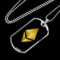 Ethereum Cryptocurrency Black Gold Crypto Necklace Stainless Steel or 18k Gold Dog Tag 24" Chain-Express Your Love Gifts