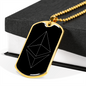 Ethereum Cryptocurrency White Crypto Necklace Stainless Steel or 18k Gold Dog Tag 24" Chain-Express Your Love Gifts