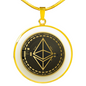 Ethereum Gold Circle Necklace Stainless Steel or 18k Gold 18-22"-Express Your Love Gifts