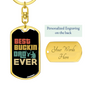 Ever Best Buckin' Dad Keychain Stainless Steel or 18k Gold Dog Tag Keyring-Express Your Love Gifts