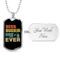 Ever Best Buckin' Dad Necklace Stainless Steel or 18k Gold Dog Tag 24" Chain-Express Your Love Gifts