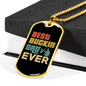 Ever Best Buckin' Dad Necklace Stainless Steel or 18k Gold Dog Tag 24" Chain-Express Your Love Gifts