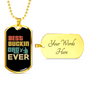 Ever Best Buckin' Dad Necklace Stainless Steel or 18k Gold Dog Tag 24" Chain-Express Your Love Gifts