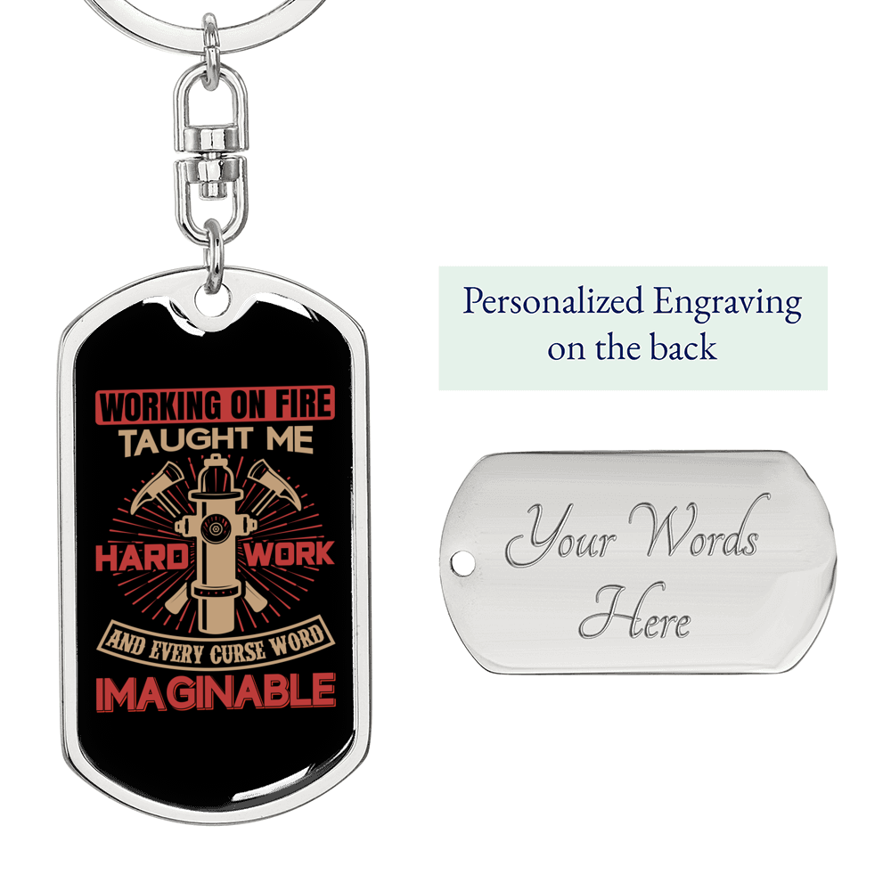 Every Curse Word Firefighter Keychain Stainless Steel or 18k Gold Dog Tag Keyring-Express Your Love Gifts