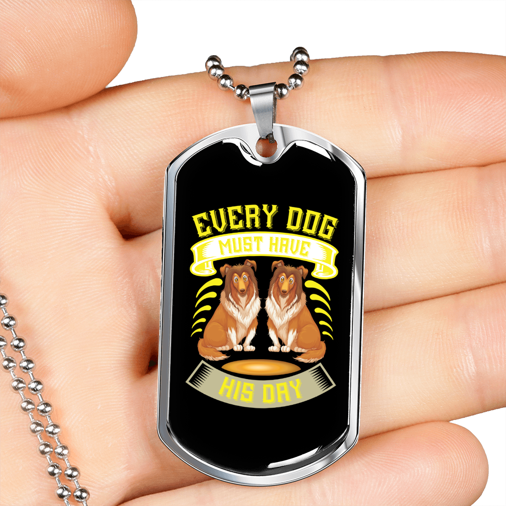Every Dog Day Dogs Necklace Stainless Steel or 18k Gold Dog Tag 24" Chain-Express Your Love Gifts