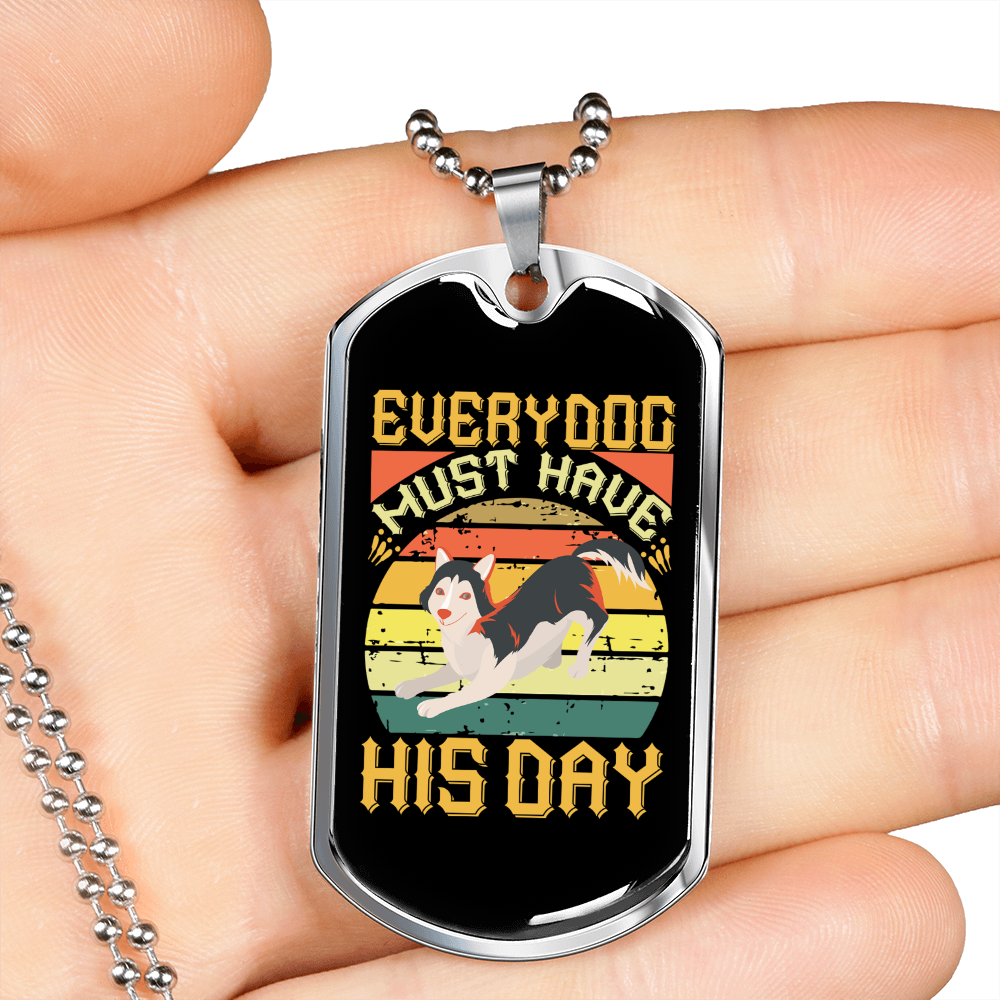 Every Dog Day Siberian Necklace Stainless Steel or 18k Gold Dog Tag 24" Chain-Express Your Love Gifts